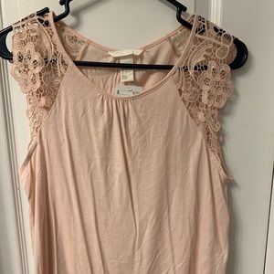 NWT light pink tank top with shoulder lace